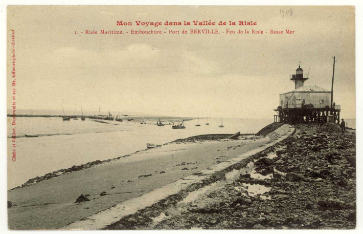 Berville-sur-Mer. Risle Maritime- Embouchure- Port de Berville- Feu de la Risle- Basse Mer.