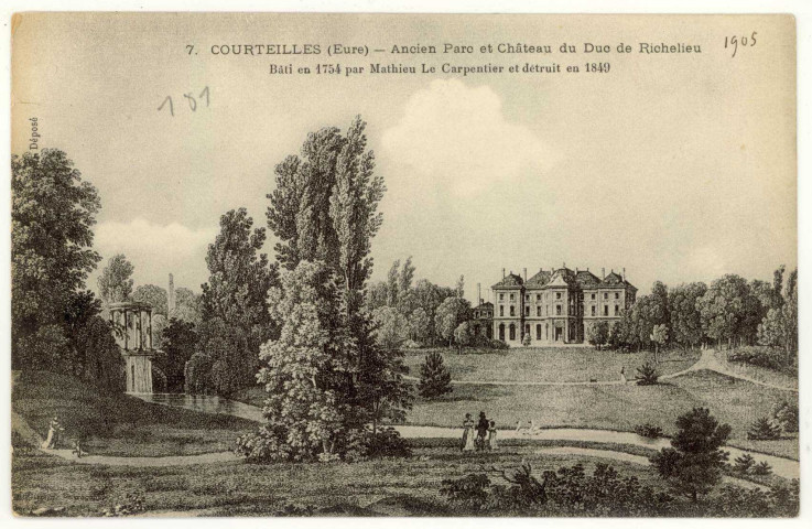 Courteilles. Ancien Parc du Château du Duc de Richelieu-Bâti en 1754 par Mathieu Le Carpentier et détruit en 1849.