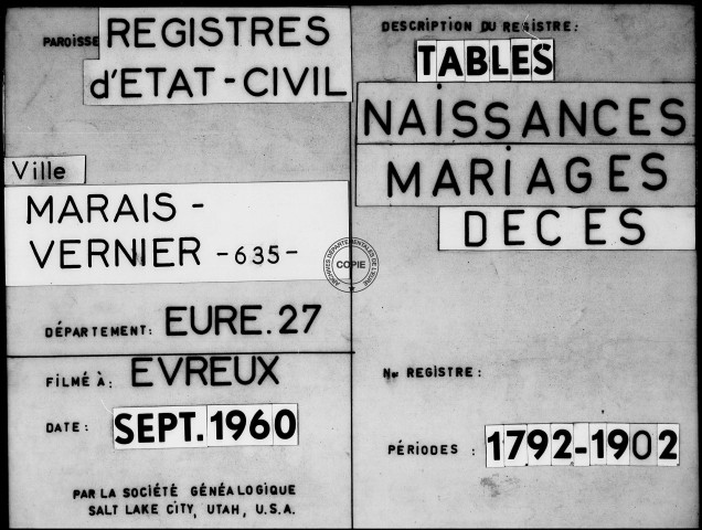 Tables (1792-1902)