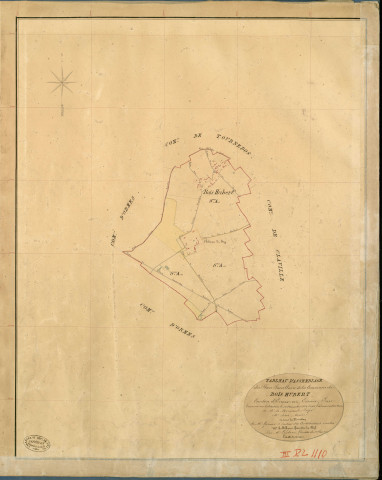 Bois-Hubert (Le). Tableau d'assemblage _ du Plan Parcellaire de la Commune de Bois Hubert _ Canton de Evreux (nord) - Evreux - Eure. _ Terminé sur le Terrain le 14 Novembre 1840 , sous l'administration de M. de Monicault, Préfet _ M. Serée, Maire _ sous la Direction de M. Garnier, Directeur des Contributions directes _ M. Le Fébure, Géomètre en Chef. _ Par M. Lefebure, Géomètre de 1re classe.