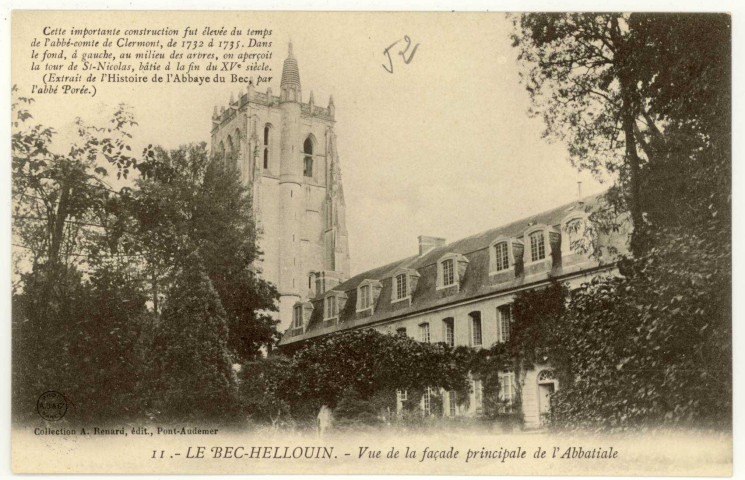 Bec-Hellouin (Le). Vue de la façade principale de l'Abbatiale.
