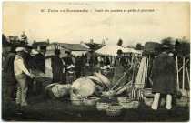 Divers. Foire en Normandie. - Vente des paniers et pelle à pommes.
