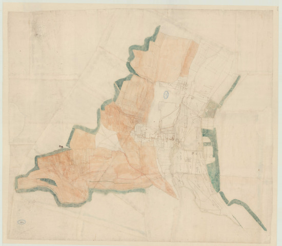Arnières-sur-Iton - Plan parcellaire des propriétés de l'abbaye Saint-Sauveur d'Evreux. *