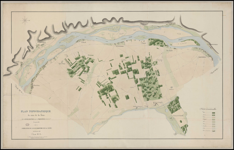 Cours de la Seine - "Plan topographique du cours de la Seine du bas de Poses jusqu'à Portejoie. Feuille n°21".
