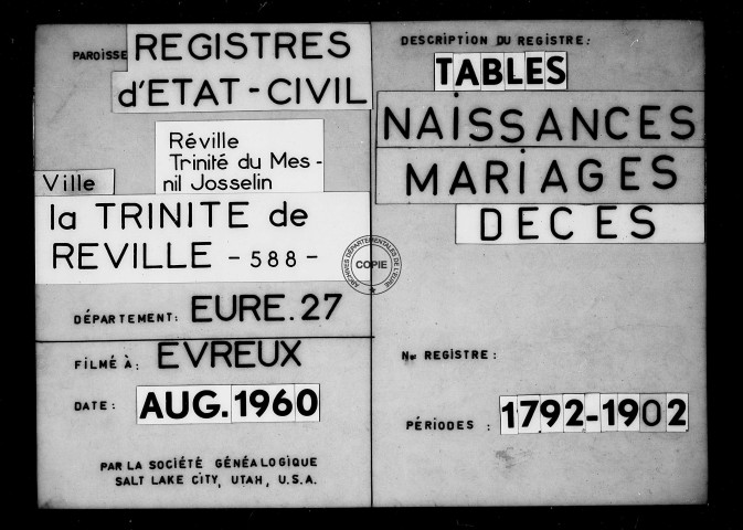 Tables (1792-1902)