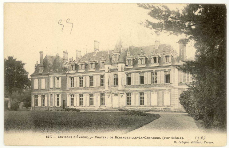 Bérengeville-la-Campagne. Château de Bérengeville-la-Campagne (XVIIe siècle).
