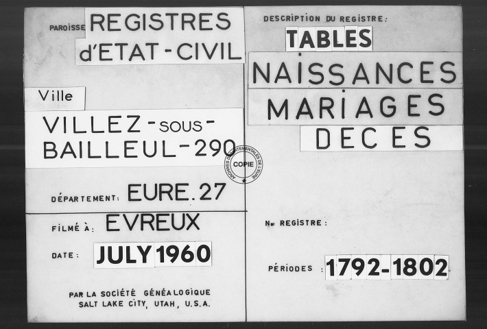 Tables (1792-1902)