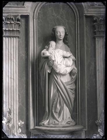 Église de Barc (Eure), statue de Vierge à l'enfant.