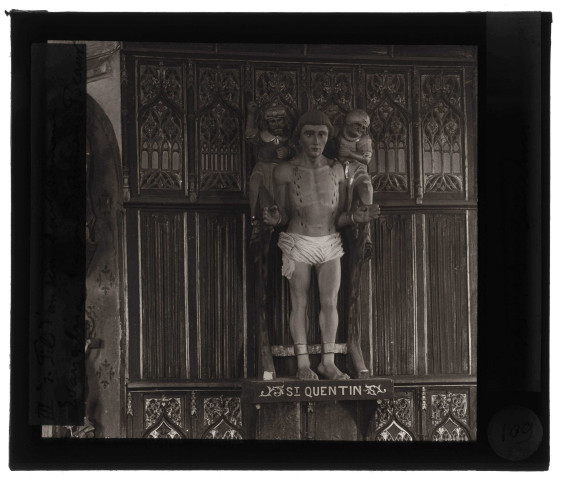 Église de Poses (Eure), statue de Saint-Quentin.