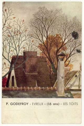 Evreux-Ville. Concours J.M. PAILLARD 1936-1937 - P.GODEFROY-EVREUX (16 ans) Les Toits.