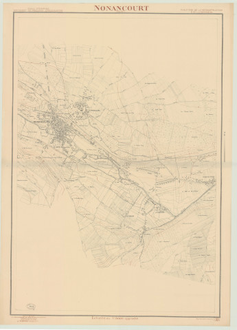 Nonancourt _ MRU _ Croquis topographique, document de première approximation en 3 feuilles, d'après les agrandissements des plans cadastraux complétés par des photographies aériennes