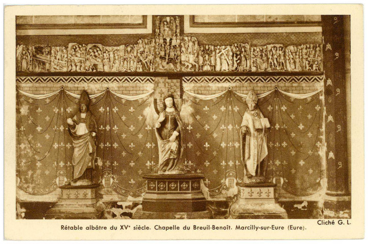 Marcilly-sur-Eure. Retable albâtre du XVe siècle. Chapelle du Breuil-Benoît.