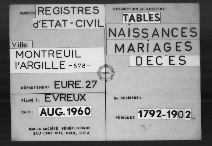 Tables (1792-1902)