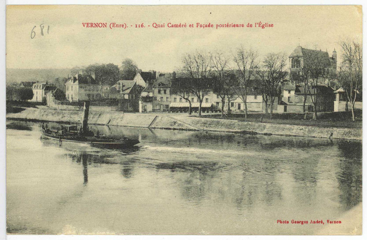 Vernon-Ville. Quai Camaré et Façade postérieure de l'Eglise.