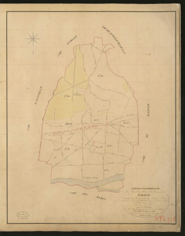 Alizay. Tableau d'assemblage _ du Plan Parcellaire de la Commune d'Alizay. _ Canton de Pont-de-l'Arche - Louviers - Eure. _ Terminé sur le terrain le 30 décembre 1834 sous l'administration de M. A. Passy, Préfet _ M. Réquier, maire _ en sous la Direction de M. Marel, Directeur des Contributions directes. _ M. Le Fébure, Géomètre Chef. _ Par M. Drouet, Géomètre de 1re classe.