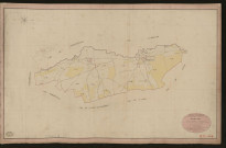Bazincourt-sur-Epte. Tableau d'assemblage du Plan Parcellaire de la Commune de Bazincourt. _ Canton de Gisors - Andelys - Eure. _ Terminé sur le terrain le 10 mars 1841, sous l'administration de M. de Monicault, Préfet - M. Heurteux, Maire et sous la direction de M. Garnier, Directeur des Contributions directes. _ M. Le Fébure, Géomètre en Chef. _ Par M. Piedevant, Géomètre de 1re classe