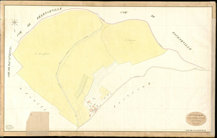 Sacquenville. Section A _ de Bas en de la Fosse Merisier _ 1re de 2 Feuilles