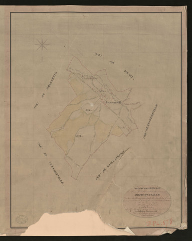 Ménesqueville. Tableau d'assemblage du Plan Parcellaire de la Commune de Ménesqueville. _ Canton de Fleury-sur-Andelle - Andelys - Eure. _ Terminé sur le terrain le 20 juillet 1835, sous l'administration de M. A. Passy, Préfet - M. Silger, Maire et sous la direction de M. Marel, Directeur des Contributions directes. _ M. Le Fébure, Géomètre en Chef. _ Par M. Ledanois, Géomètre de 1re classe