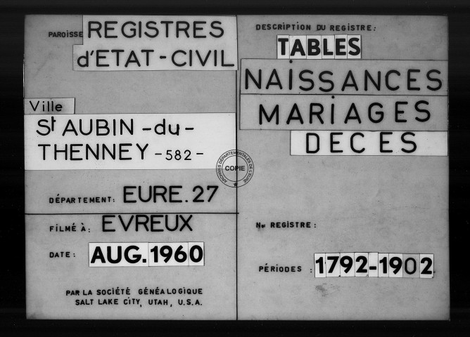 Tables (1792-1902)
