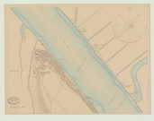 Quillebeuf _ Plan simplifié de la ville avec "courbe indicatrice de la fréquence relative des vents".