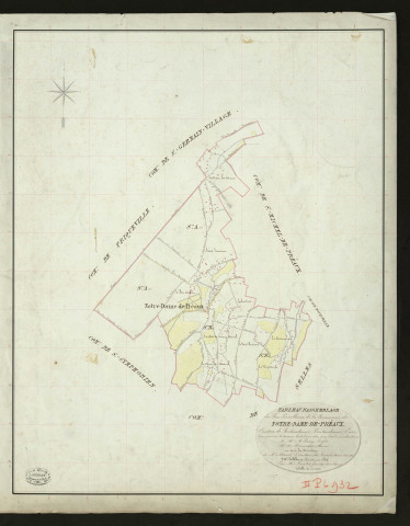 Notre-Dame-de-Préaux. Tableau d'assemblage _ du Plan Parcellaire de la Commune de Notre-Dame-de-Préaux _ Canton de Pontaudemer - Pontaudemer - Eure. _ Terminé sur le Terrain le 18 juin 1832, sous l'administration de M. A Passy, Préfet _ M. Mousseaux, Maire _ sous la Direction de M.Marel, Directeur des Contributions directes _ M. Le Fébure, Géomètre en Chef. _ Par M. Lenglet, Géomètre de 1re classe.