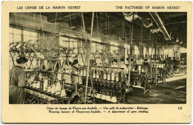 Fleury-sur-Andelle. Les Usines de la Maison Neyret. - Usine de tissage de Fleury-sur-Andelle. - Une salle de préparation : Bobinage.