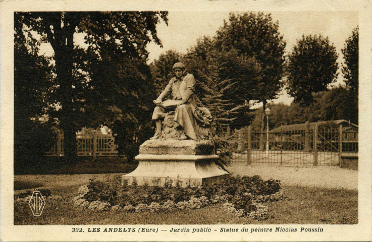 Andelys (Les). Jardin public. - Statue du peintre Nicolas Poussin.