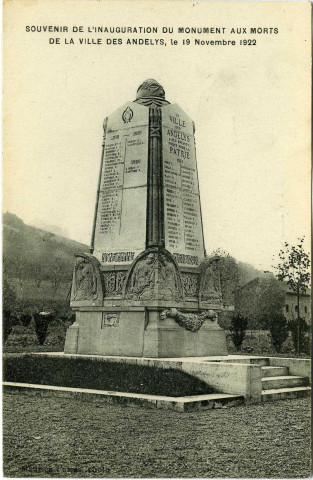 Andelys (Les). Souvenir de l'inauguration du monument aux morts de la ville des Andelys, le 19 Novembre 1922.