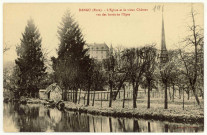 Dangu. L'Eglise et le vieux Château vus des bords de l'Epte.