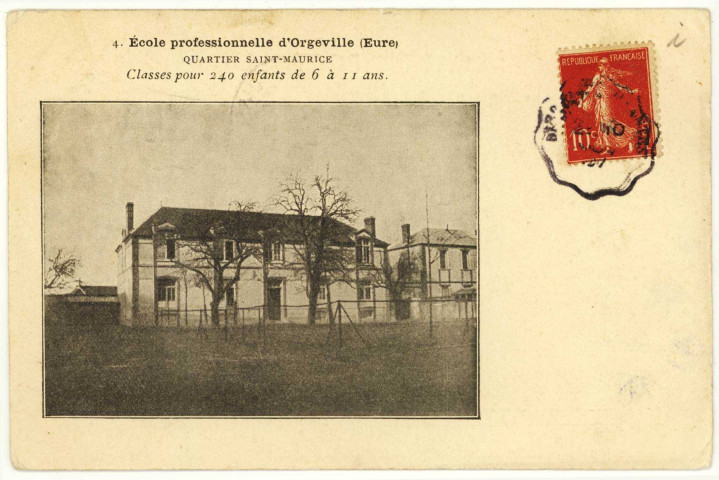 Caillouet-Orgeville. Ecole professionnelle d'Orgeville-Quartier Saint-Maurice-Classes pour 240 enfants de 6 à 11 ans.