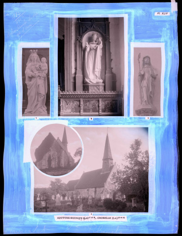 "Églises rurales du département de l'Eure" du chanoine Bonnenfant tome I, planche XLIV La Couture-Boussey (Eure) et La Croisille (Eure).