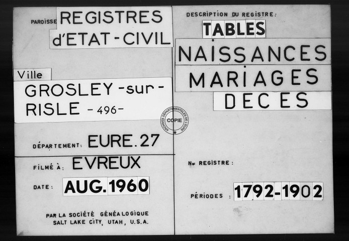 Tables (1792-1902)
