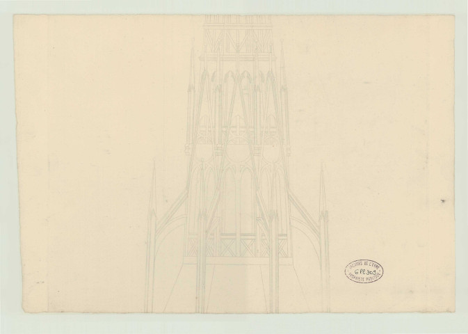 Evreux _Cathédrale. Projet de restauration de la flèche.