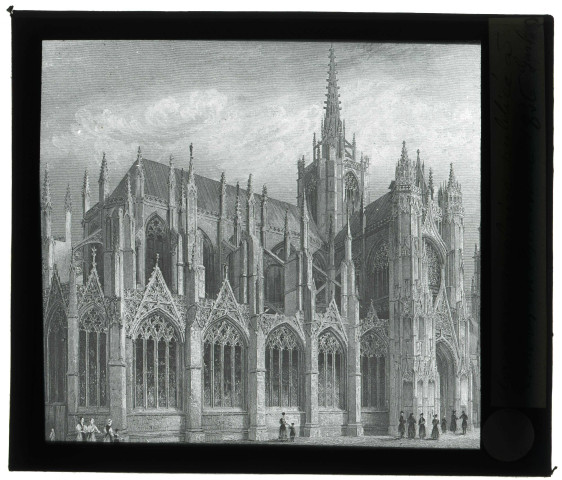 Cathédrale Notre-Dame d'Évreux (Eure), gravure anglaise publiée à Londres (Angleterre) en septembre 1836.