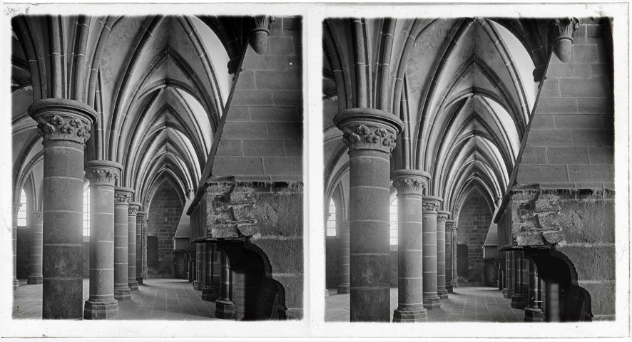 Abbaye et dépendances du Mont-Saint-Michel (Manche), la salle des Chevaliers de la Merveille.