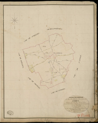Authieux (Les). Tableau d'assemblage _ du Plan Parcellaire de la Commune des Authieux _ Canton de Saint André - Evreux - Eure. _ Terminé sur le Terrain le 19 Aout 1839, sous l'administration de M. Passy, Préfet _ M. Morard, Maire _ et sous la Direction de M. Marel, Directeur des Contributions directes _ M. Le Fébure, Géomètre en Chef. _ Par M. Lenglet, Géomètre de 1re classe.
