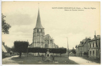 Saint-Aubin-d'Ecrosville. Place de l'Eglise. Statue du Docteur Auzoux.