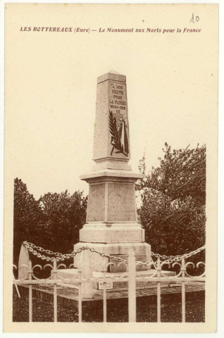 Bottereaux (Les). Le Monument aux Morts pour la France.