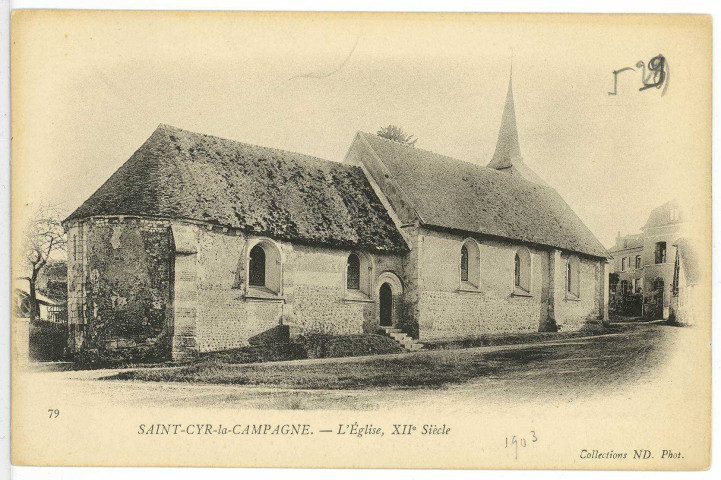 Saint-Cyr-la-Campagne. L'Eglise, XIIe siècle.