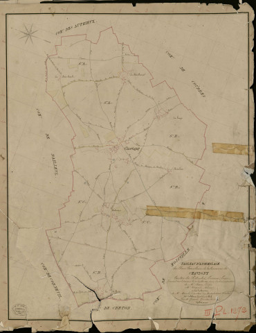 Chavigny-Bailleul. Tableau d'assemblage _ du Plan Parcellaire de la Commune de Chavigny _ Canton de Saint André - Evreux - Eure. _ Terminé sur le Terrain le 23 Juillet 1839, sous l'administration de M. Passy, Préfet _ M. Vicques, Maire _ et sous la Direction de M. Marel, Directeur des Contributions directes _ M. Le Fébure, Géomètre en Chef. _ Par M. Girard, Géomètre de 1re classe.