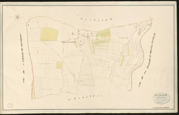Saint-Agan-de-Cernières. Section B _ de Saint-Agnan _ 1ère de 2 feuilles _ Echelle de 1 à 2500