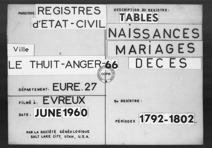 Tables (1792-1902)
