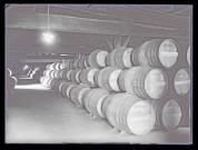 Futs de Cognac entreposés dans une cave de Cognac (Charente).