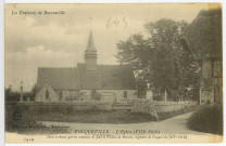 Tocqueville. L'Eglise (VIIIe siècle). Dans le choeur, pierres tombales de Jean et Nicolas de Bonsens, seigneurs de Tocqueville (XIVe Siècle).