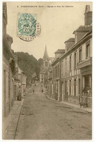 Chennebrun. Eglise et Rue du Château.