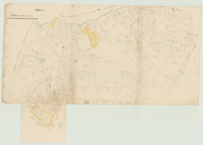 Millières (Manche) - Atlas de 13 plans terriers de la paroisse de Millières. *