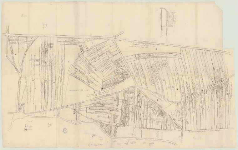 Neaufles-Auvergny - 1- "Carte de l'ainesse de La Brestesche N° 1 et N° 4". * 2- "Neaufle. Ainesse du Sapin, tènement des Boulangers et tènement et partie de l'ainesse Hannoy Baudot. N°2". * 3- "L'ainesse Hannoy Baudot, le tènement Denis Chabot, le tènement Denis Ménard, le tènement Vauraboug, le clos Ricou".* 4- "Neaufle. Carte n° 4". *