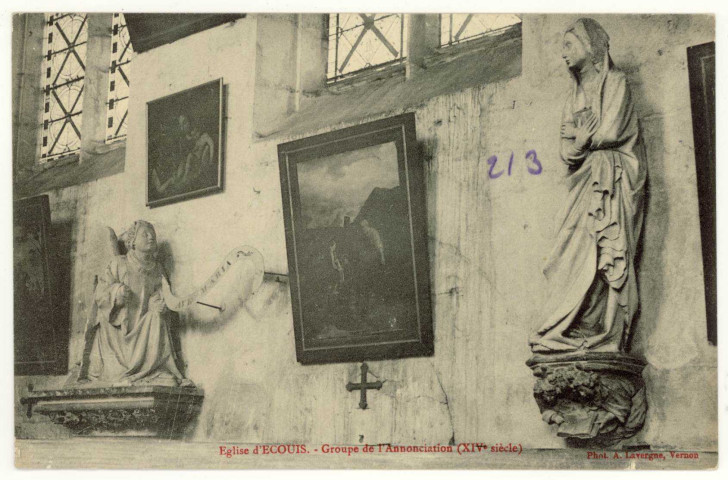 Ecouis. Groupe de l'Annonciation (XIVe siècle).
