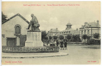 Pacy-sur-Eure. Statue Edouard-Isambard et l'Ecole de Filles.