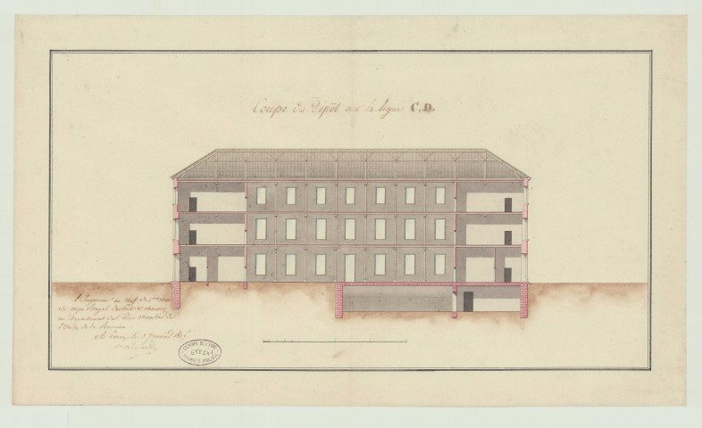 Evreux _Hospice rue Saint-Louis. Projet 3 _ " Dépôt de mendicité et l'hospice " .